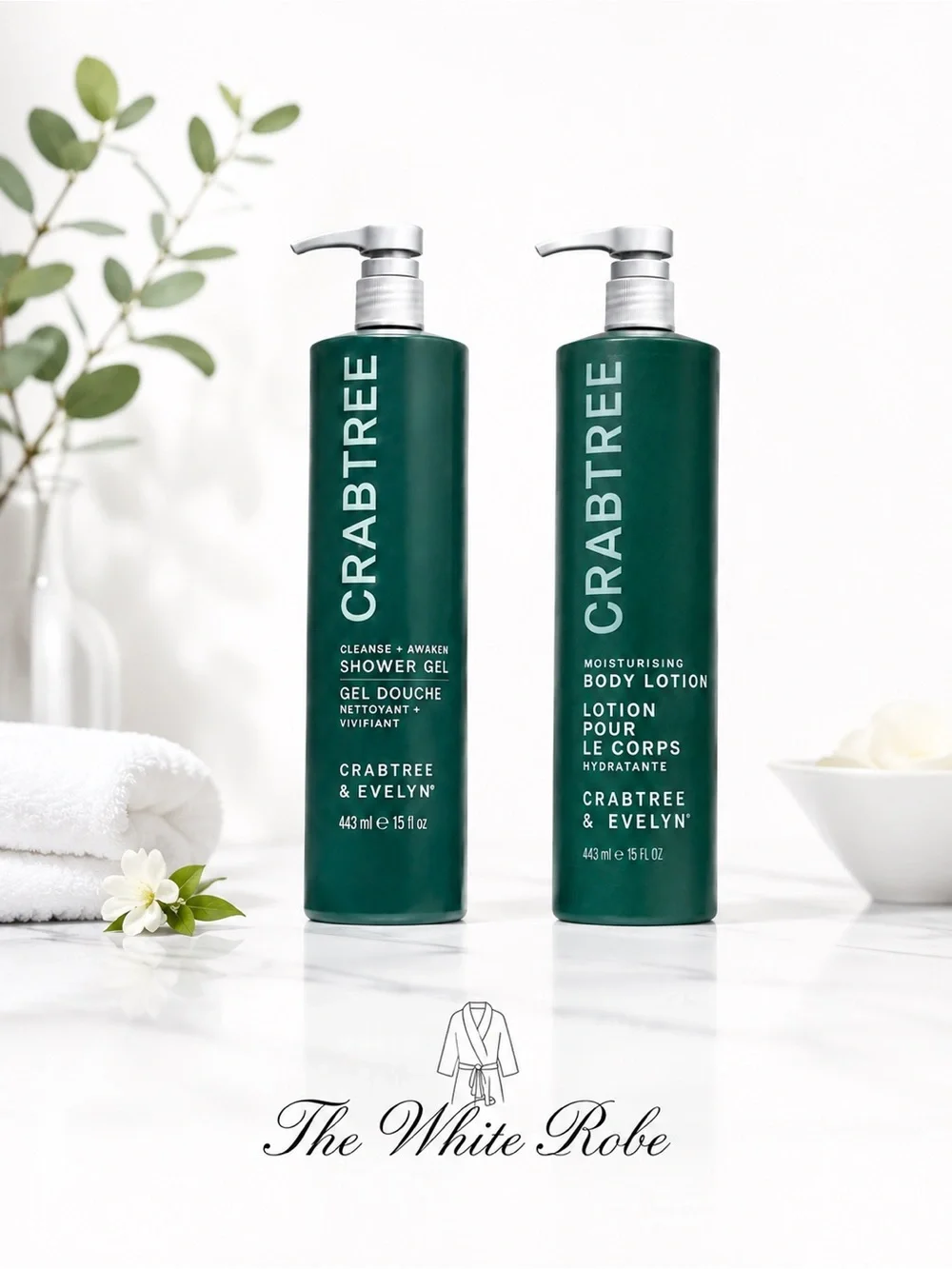 Crabtree & Evelyn Shower Gel + Body Lotion Set 15 oz Each Luxury Bath Duo